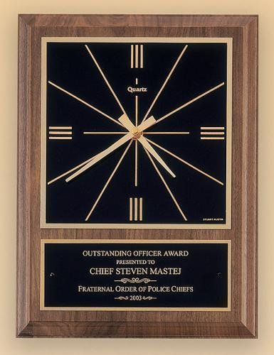 American Walnut Vertical Wall Clock with Square Face.