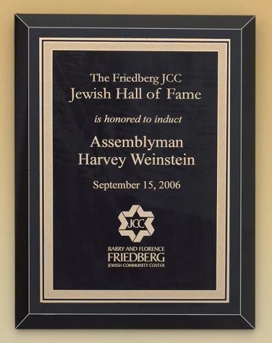Black Glass Plaque with Brass Plate