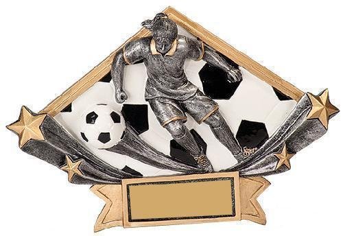 Diamond Star Plate Resin Trophy -Soccer Female