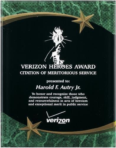 Green Marble Shooting Star Acrylic Award Recognition Plaque