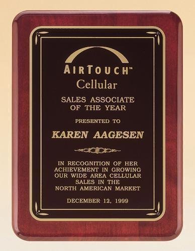 Rosewood Piano Finish Plaque with Brass Plate