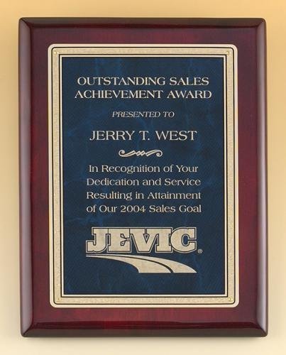 Rosewood Piano Finish Plaque with Marble Design Brass Plate
