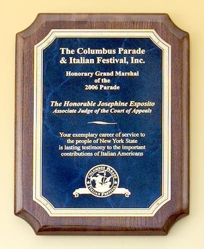 Walnut Stained Piano Finish Plaque with Brass Plate