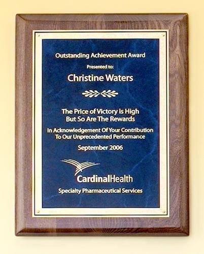 Walnut Stained Piano Finish Plaque with Brass Plate